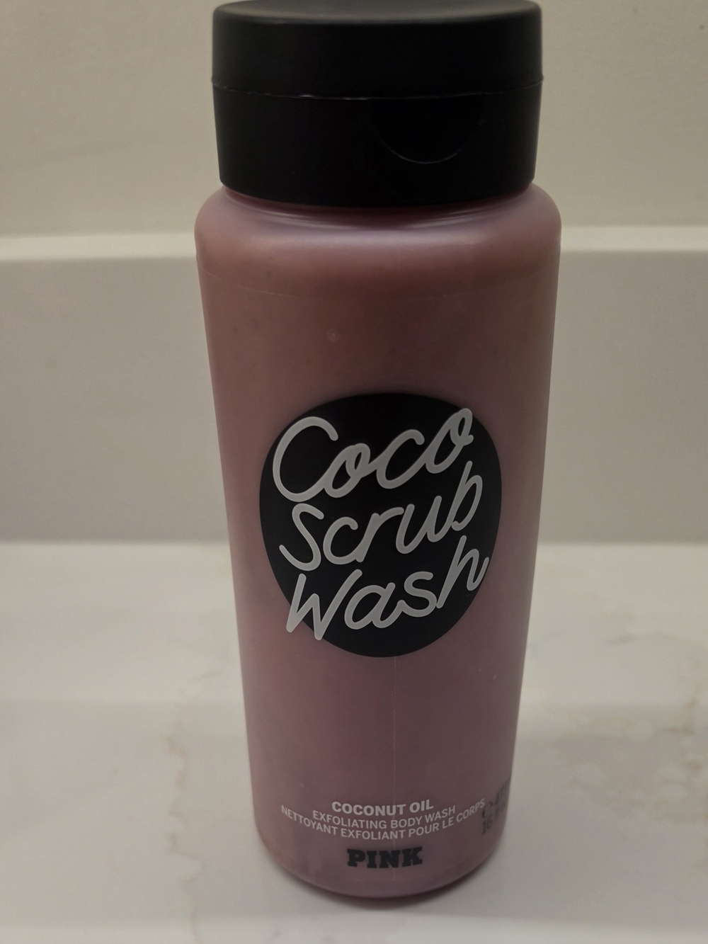 PINK Victoria's Secret Coco Scrub Wash - Light Pink Bottle with Black Cap